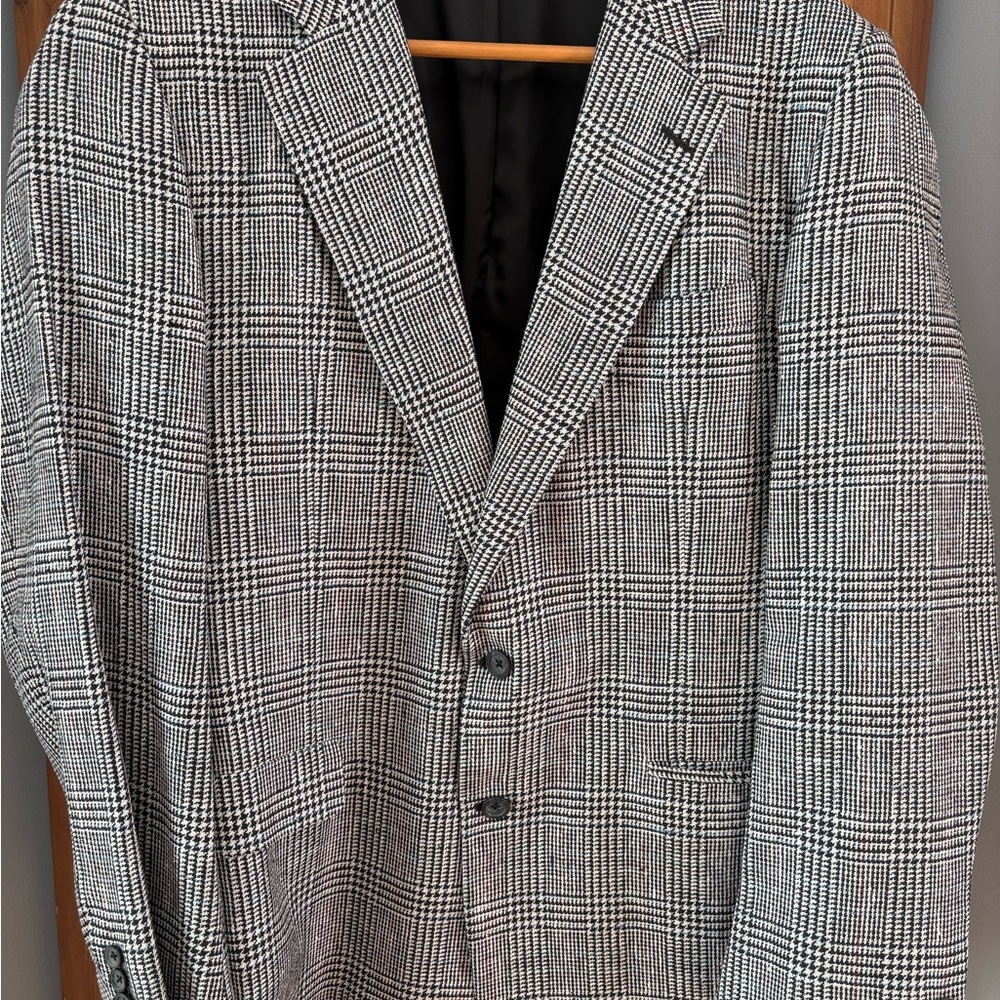 Hickey Freeman Black and White Glen Plaid Sport Coat